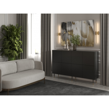 Komoda 180 cm  pod TV ryflowane fronty 4D IMPRES pistacjowa zieleń